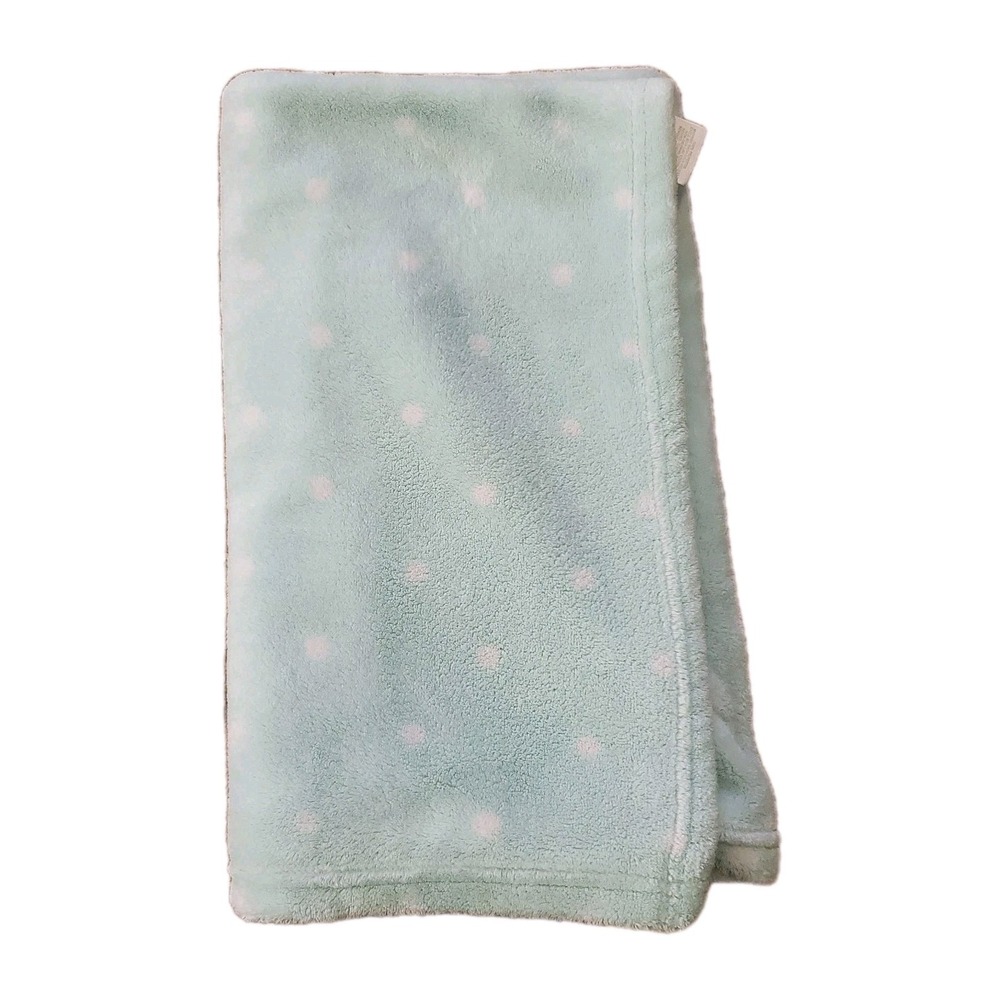 Cloud Island Mint Green White Polka Dots Baby Blanket Plush Security Lovey 30x30